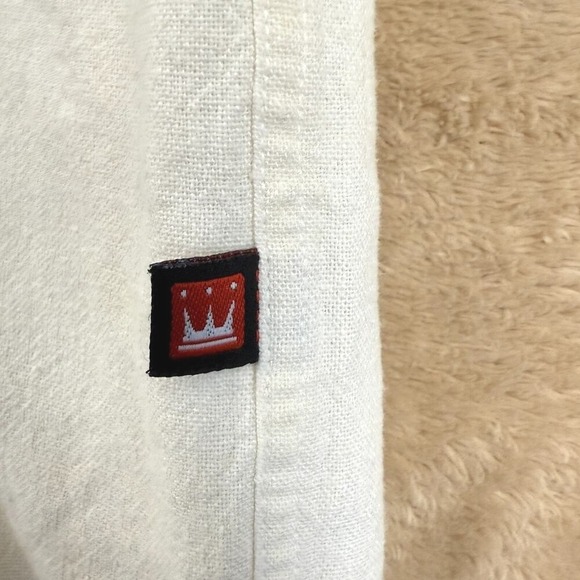 Vintage Damani Dada Mens Linen Casual Button Up Shirt Size L White Baggy Y2K 90s - Picture 7 of 10